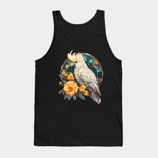 Cockatoo parrot bird on a branch big flower Tank Top